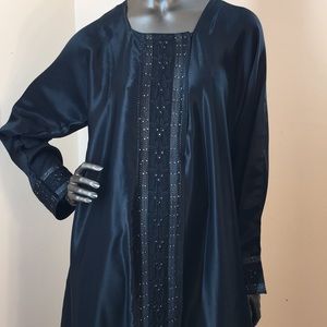 Silky Black Open Abaya